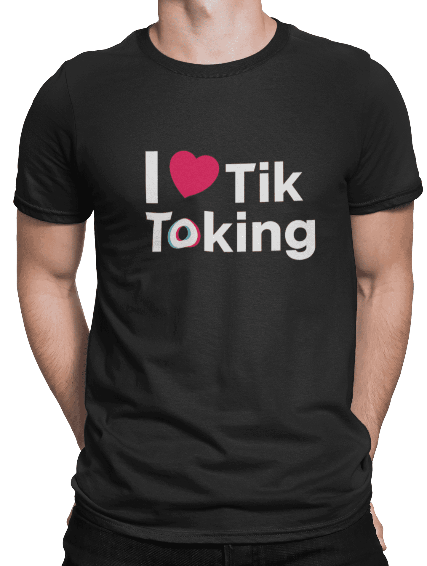 mockup of a man wearing a customizable t shirt against a plain color backdrop 1422 el (1) min