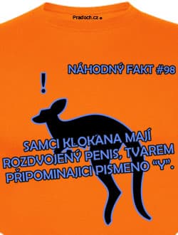 Tričko s potiskem Náhodný Fakt - Klokani mají penis do Y