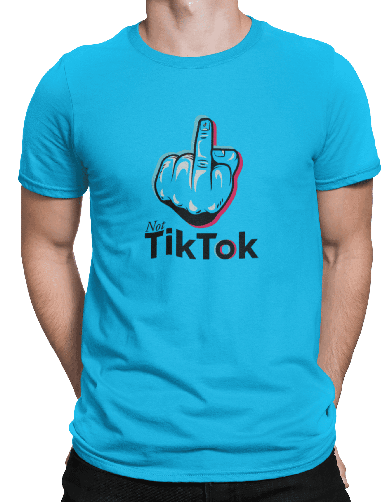 mockup of a man wearing a customizable t shirt against a plain color backdrop 1422 el (1) min