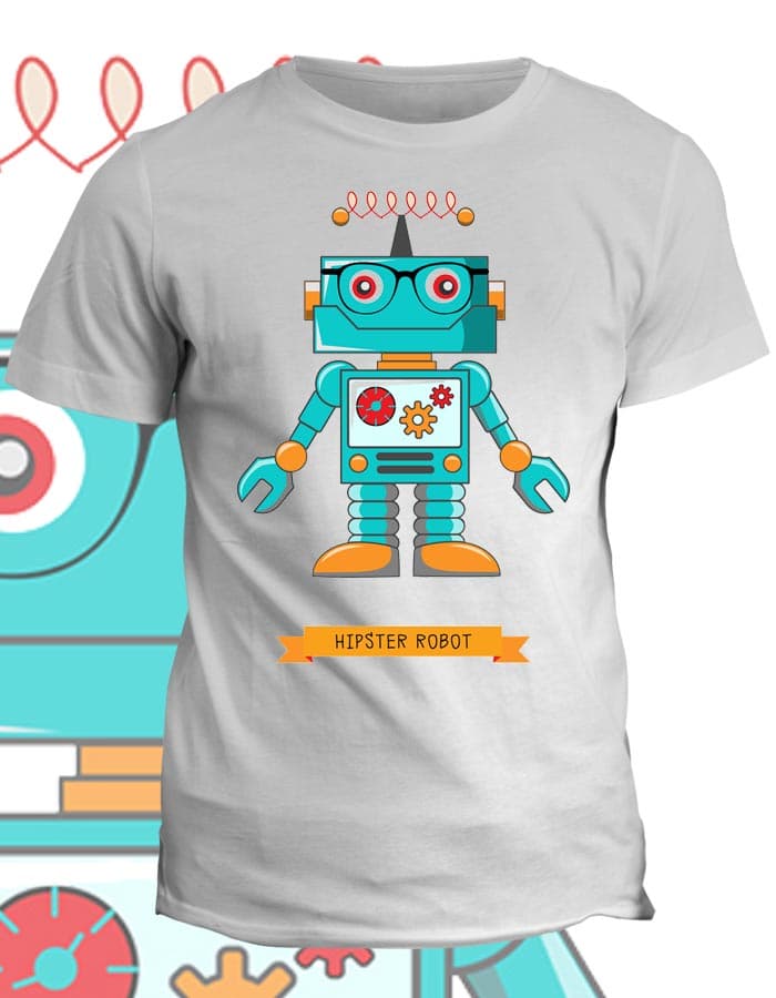 Tričko s potiskem Hipster Robot