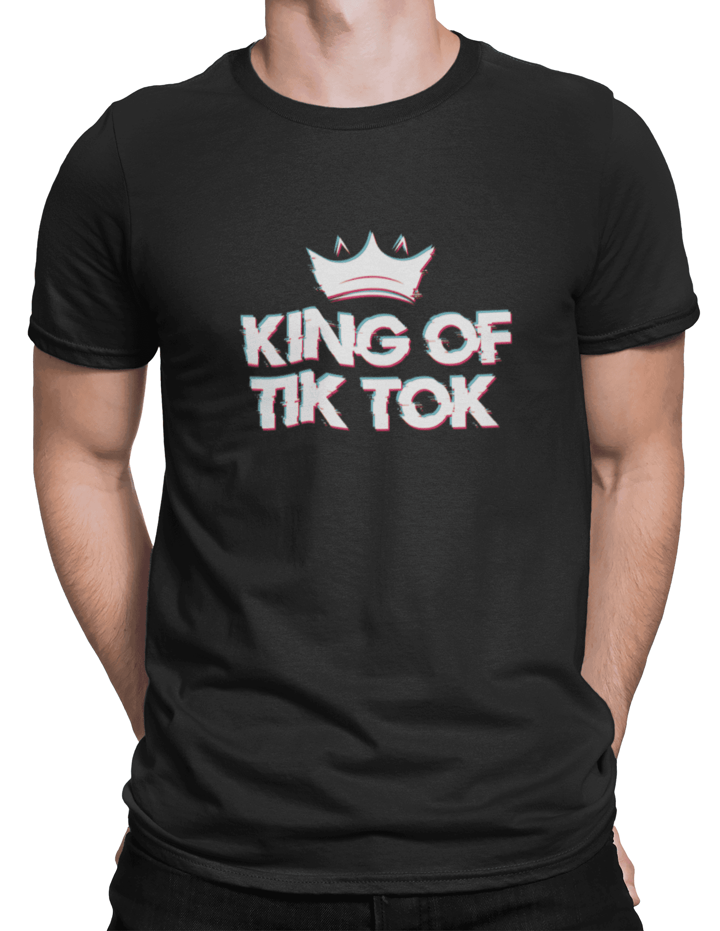 mockup of a man wearing a customizable t shirt against a plain color backdrop 1422 el (1) min
