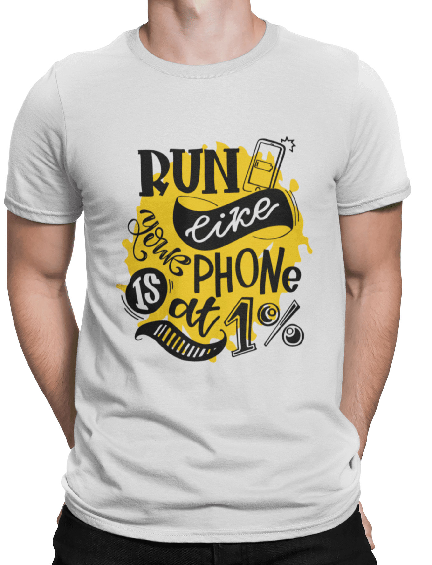 mockup of a man wearing a customizable t shirt against a plain color backdrop 1422 el