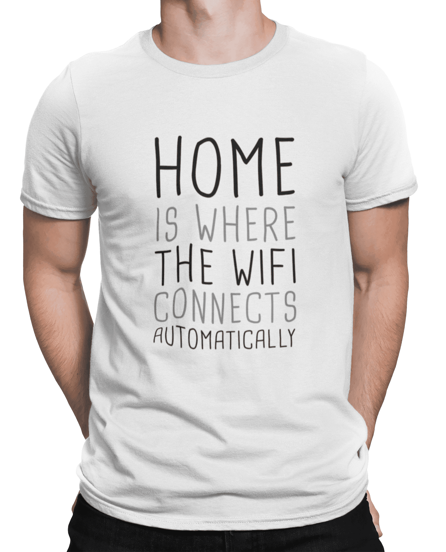 mockup of a man wearing a customizable t shirt against a plain color backdrop 1422 el min