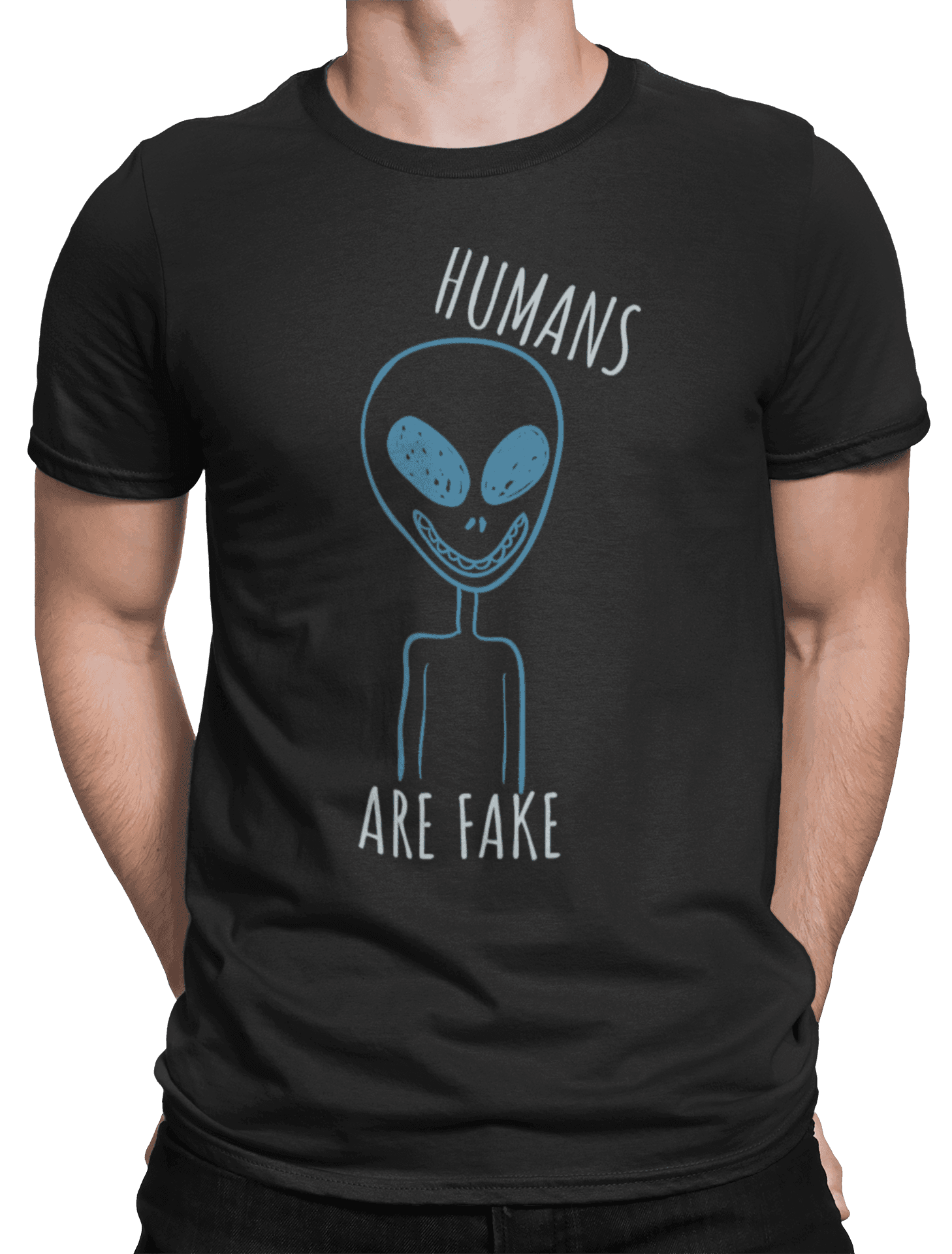 Tričko s potiskem Humans are fake