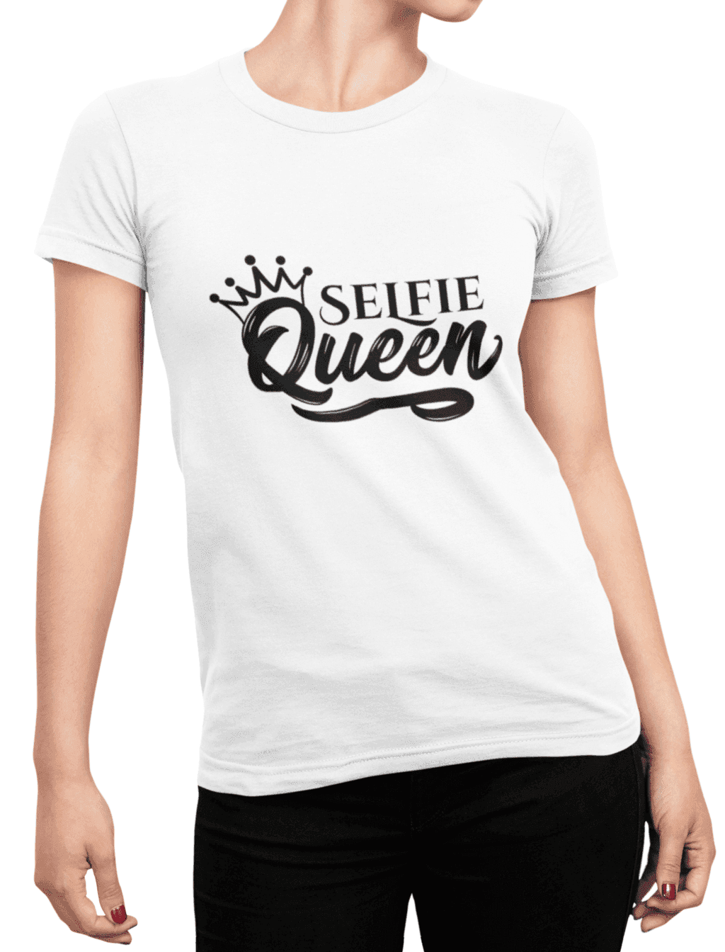 t shirt mockup of a woman posing with cropped face 87 el min (3)