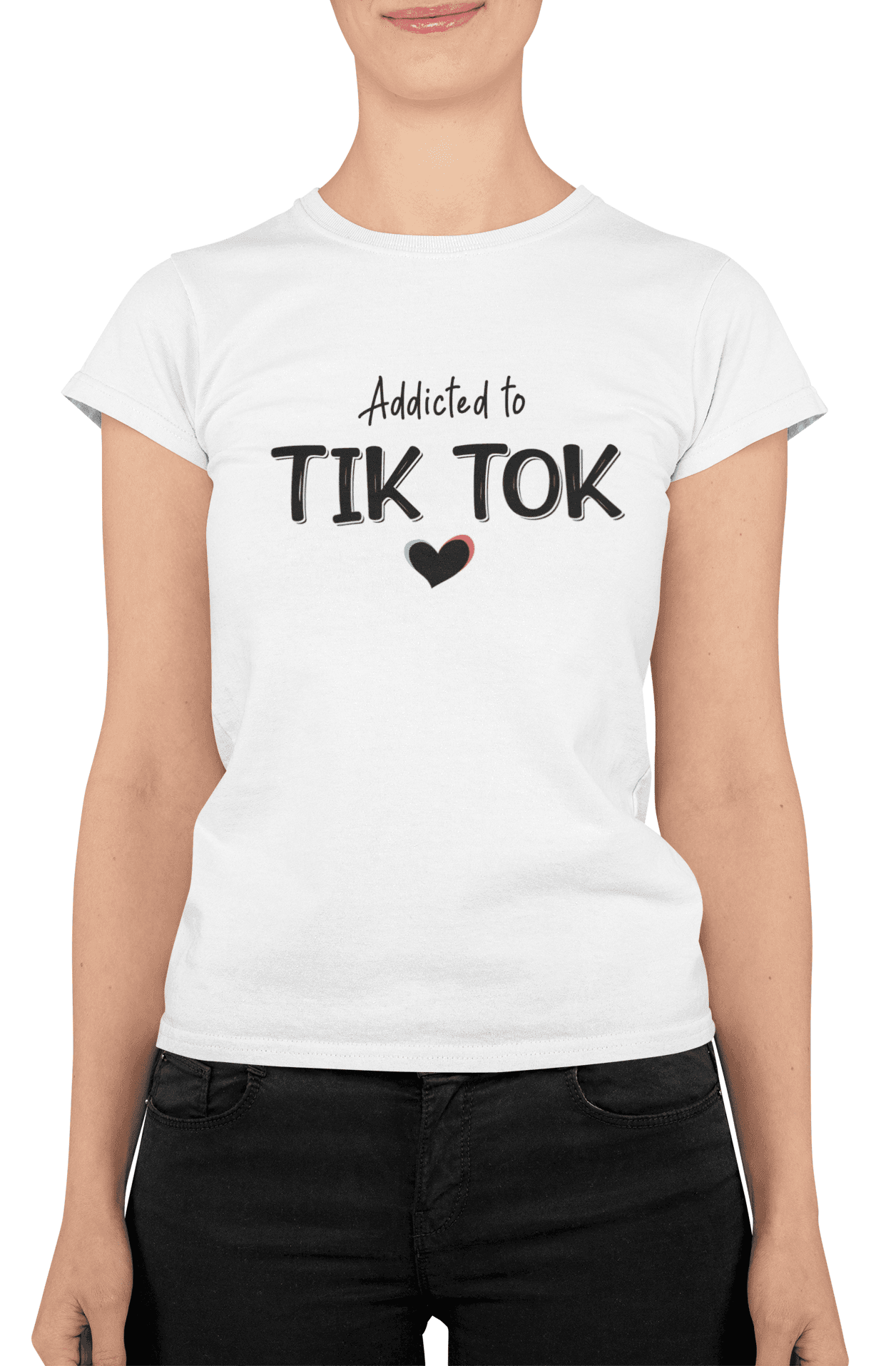 t shirt mockup featuring a smiling woman at a studio m841 min