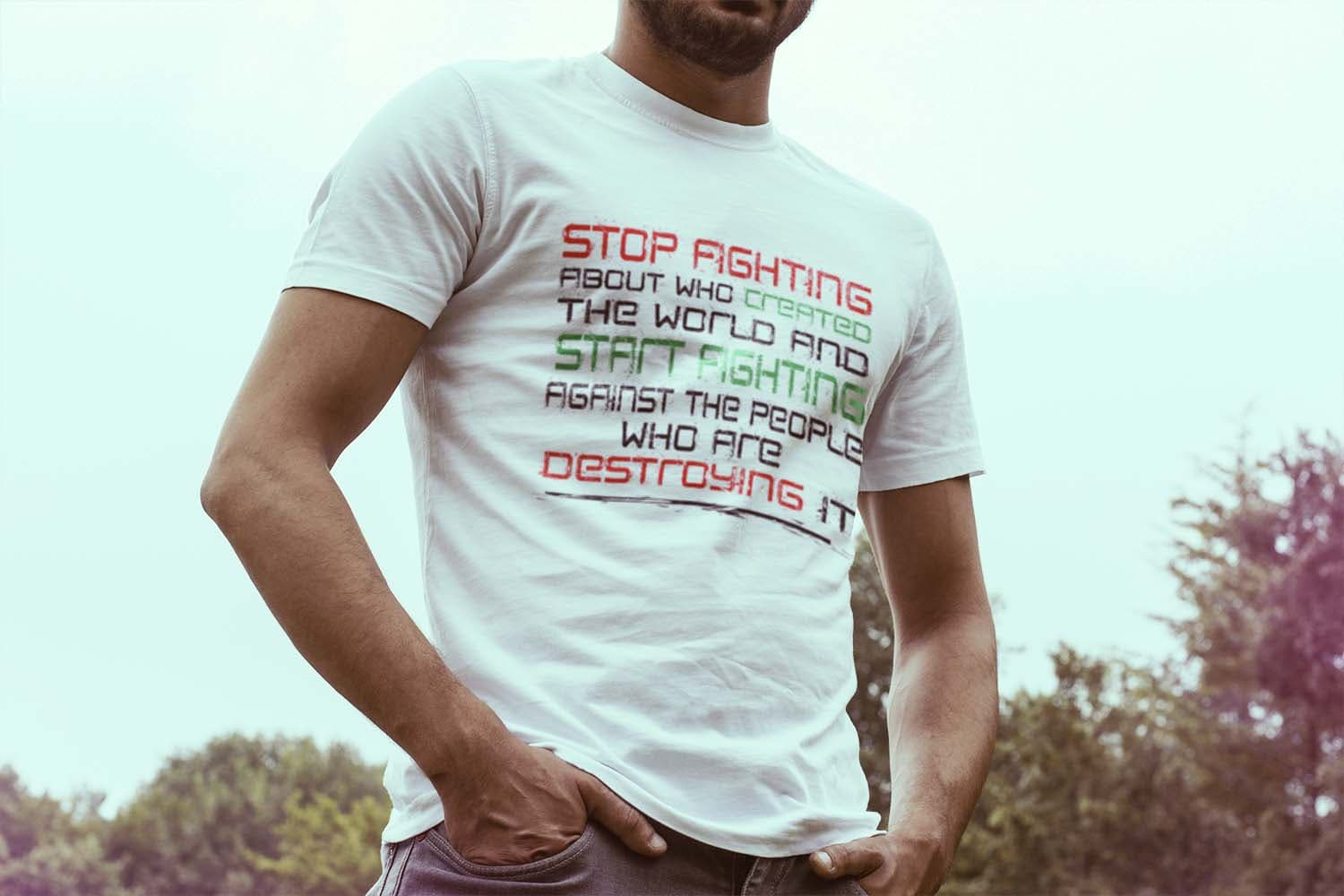 Tričko s potiskem Stop fighting