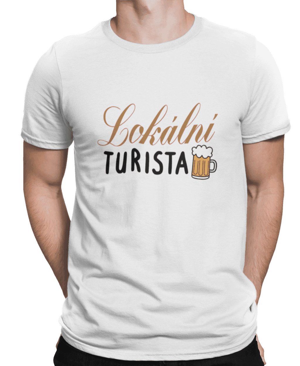 mockup of a man wearing a customizable t shirt against a plain color backdrop 1422 el (13) (1)