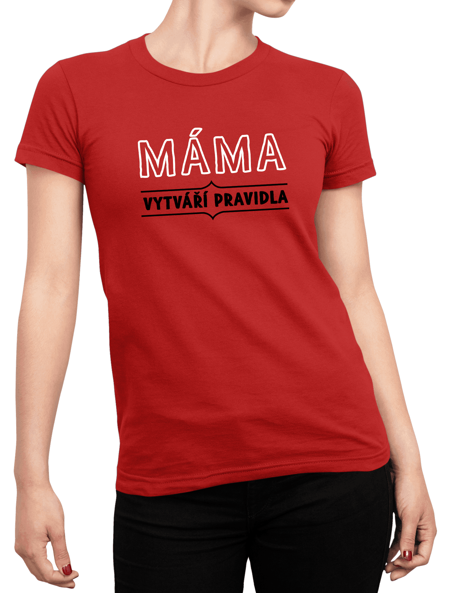 mama vytvari pravidla cervene triko