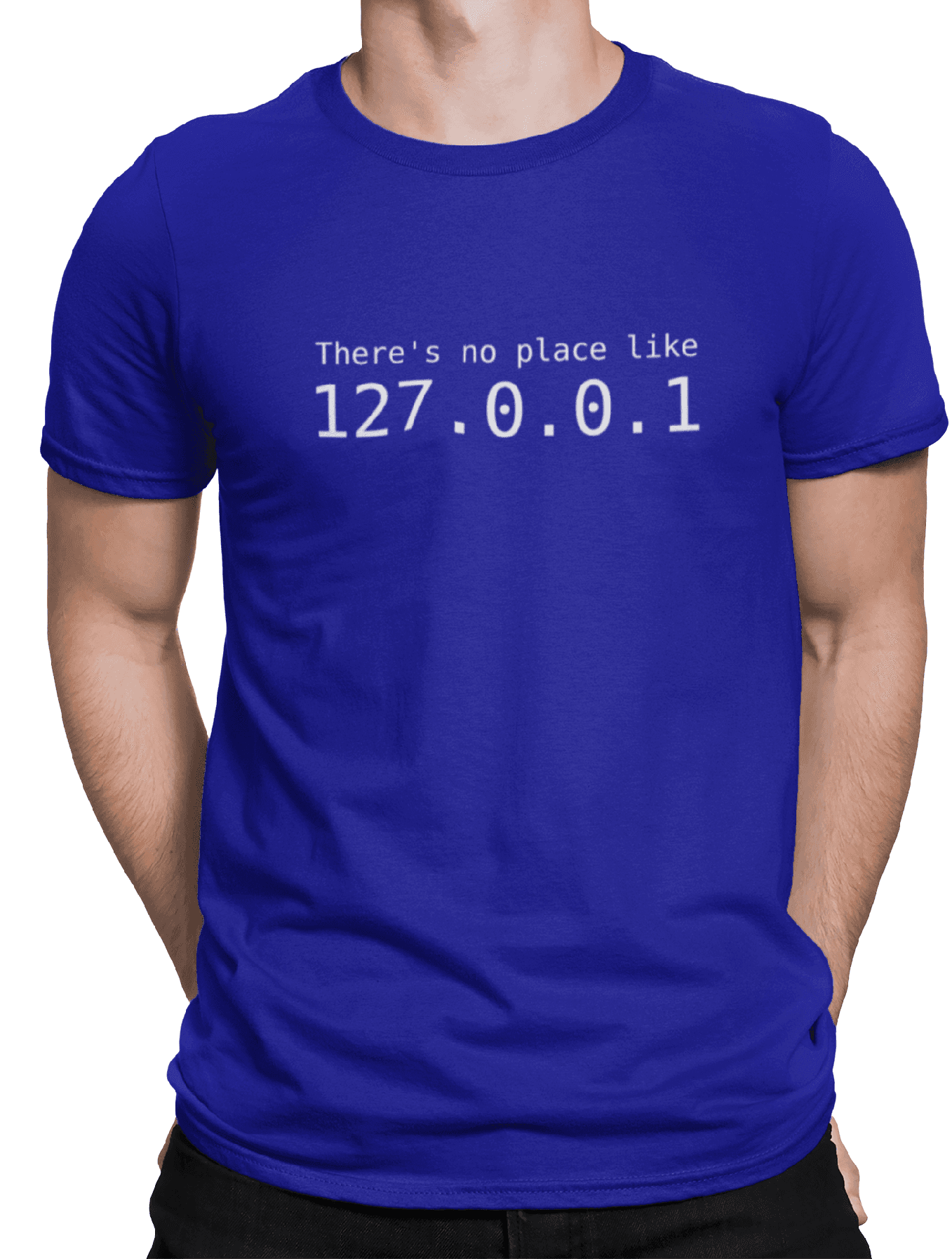 mockup of a man wearing a customizable t shirt against a plain color backdrop 1422 el (1) min