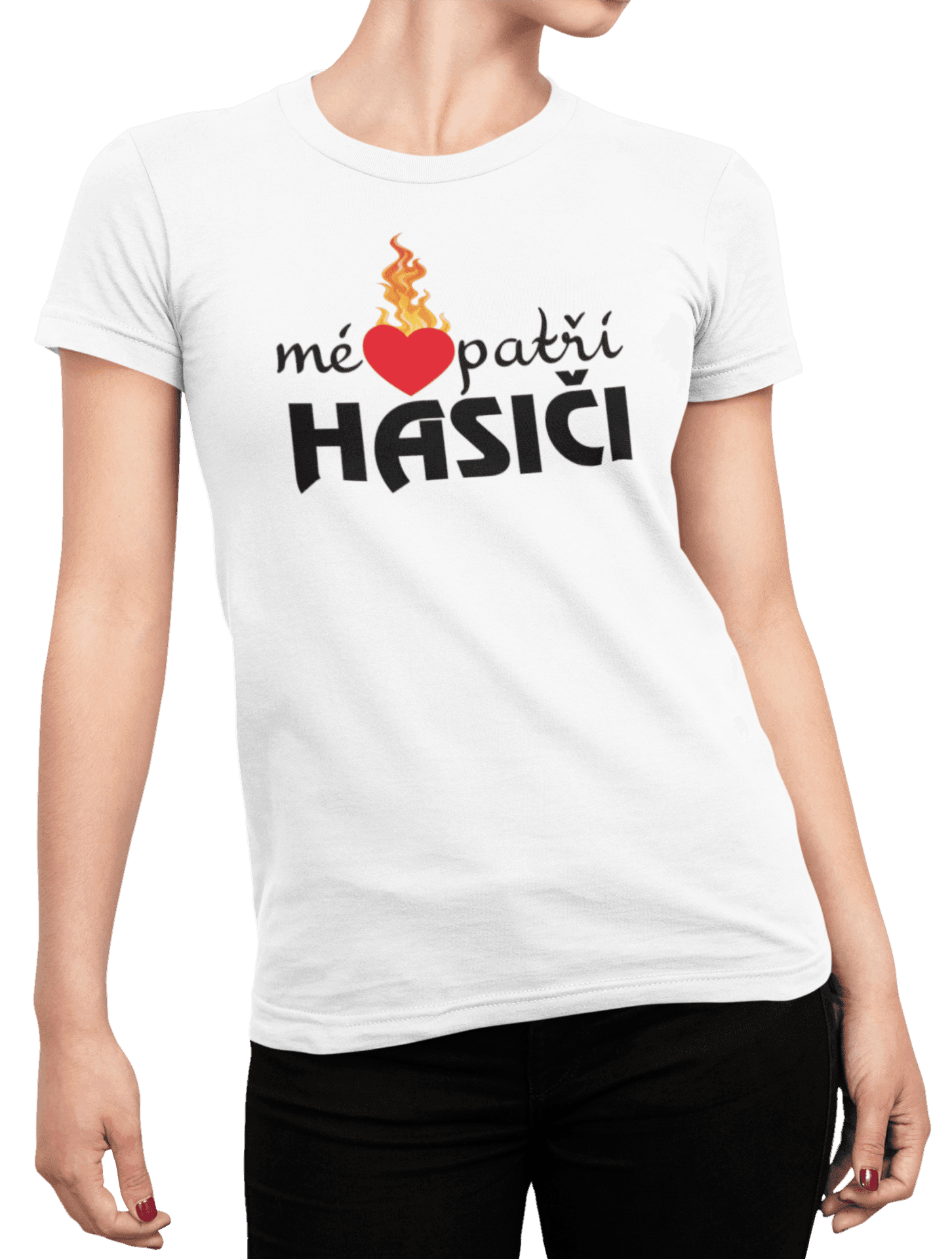 Tričko s potiskem Mé srdce patří hasiči