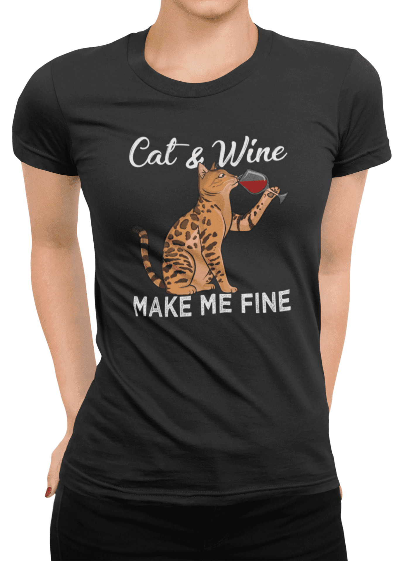 Tričko s potiskem Cat and wine