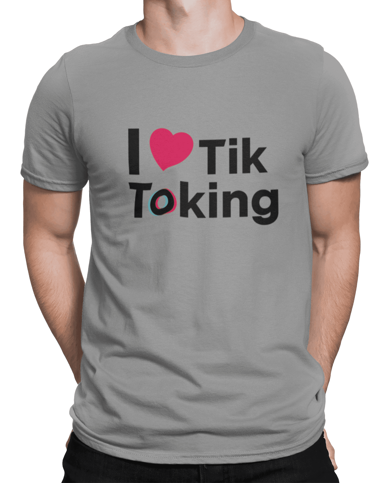 mockup of a man wearing a customizable t shirt against a plain color backdrop 1422 el min