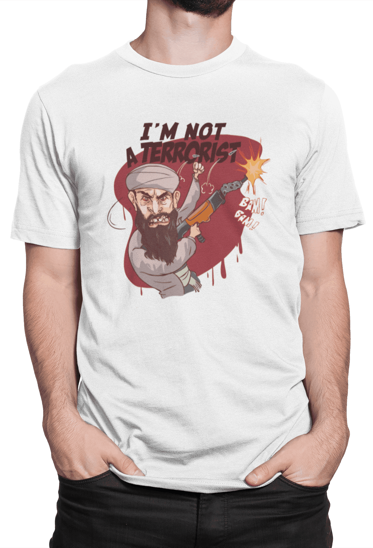 Tričko s potiskem I´m not a terrorist