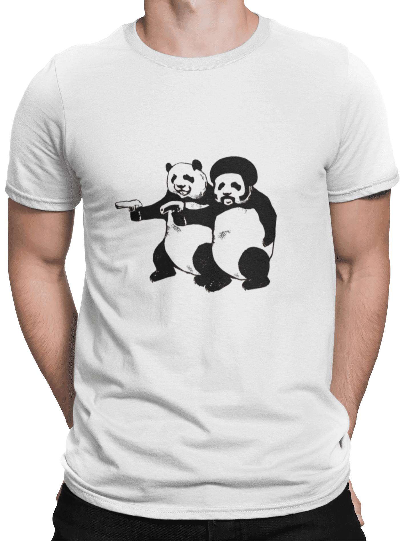 mockup of a man wearing a customizable t shirt against a plain color backdrop 1422 el (23) min