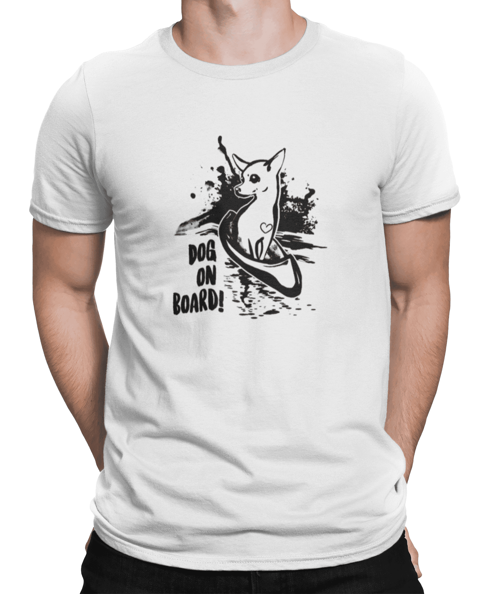 dog on board chihuahua mockup white
