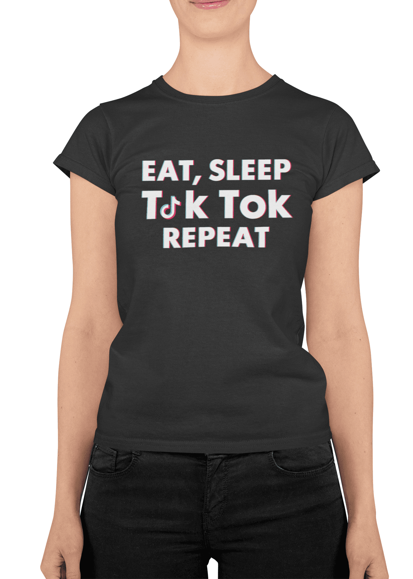 t shirt mockup featuring a smiling woman at a studio m841 (1) min