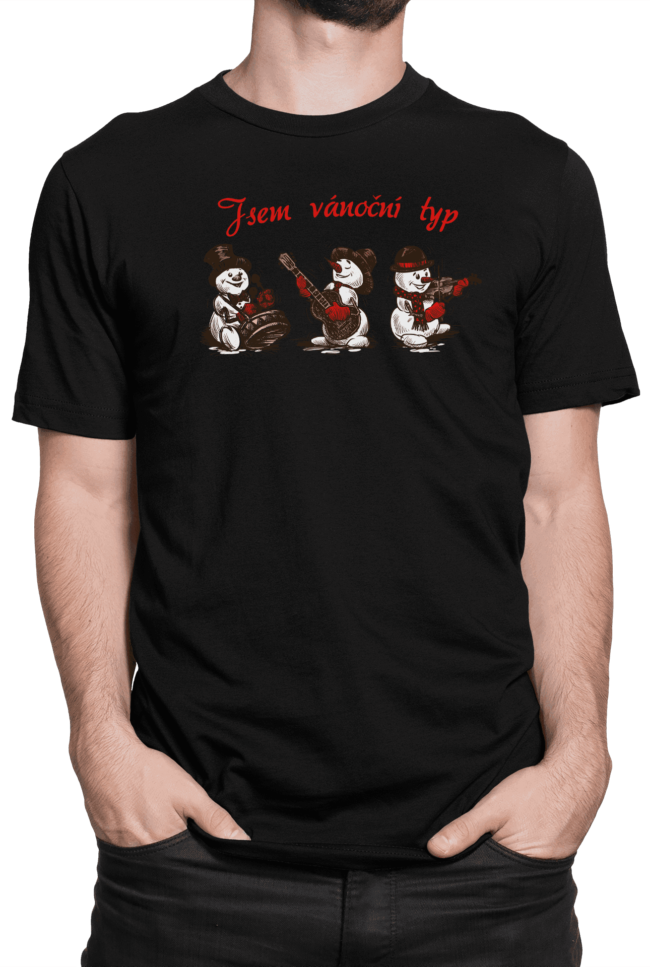 Vánoční tričko Sněhuláčí kapela - Jsem vánoční typ
