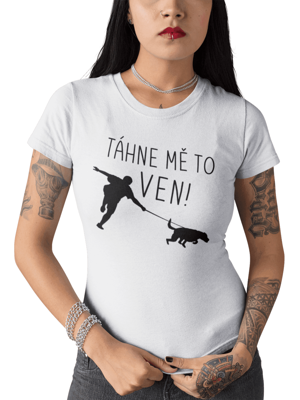 tattooed girl mockup standing while wearing a round neck tee against a solid color background a17178 (7) (1)